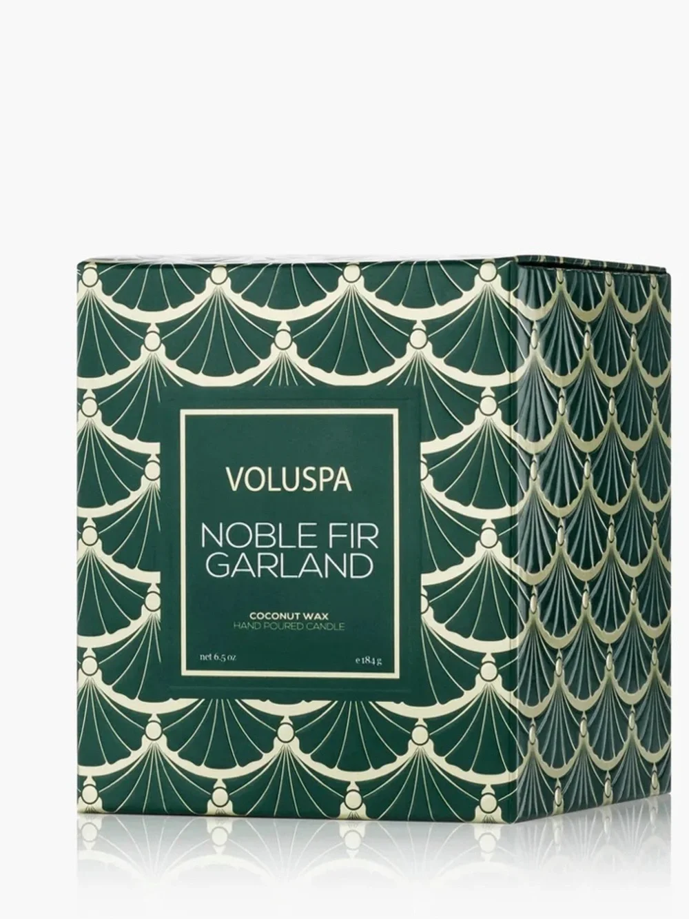 ❗️Voluspa Noble Fir Garland Green Textured Glass Candle with Decorative Box NWT
